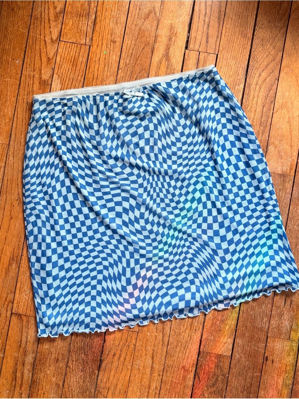 Blue Checkerboard Mini Skirt